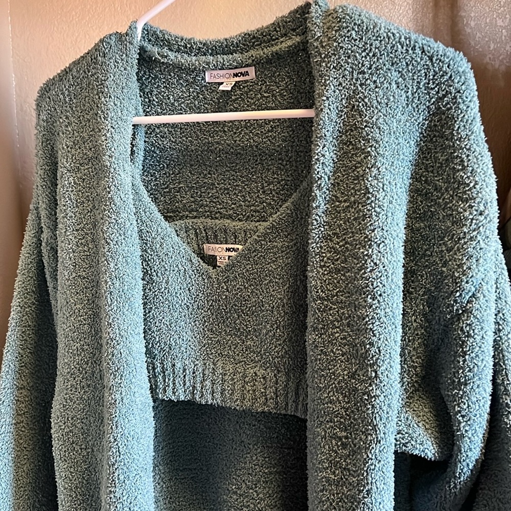 FASHION NOVA Woman’s 3 piece Set Blue Cardigan XS